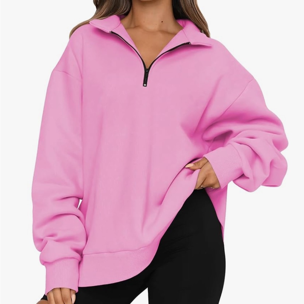 Pink Trendy Queen Womens Half Zip Pullover
